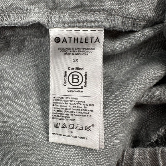 Athleta 100% Linen Retreat Wide Leg Pants‎ Womens 3X Relaxed Fit High Rise Gray - Picture 9 of 11